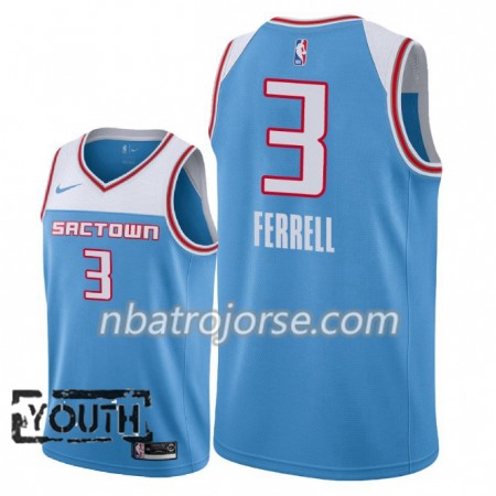Barn Sacramento Kings Tröja Yogi Ferrell 3 2018-19 Nike City Edition Blå Swingman